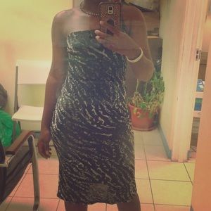 Off-shoulder, Suede Bodycon Dress - Zebra Print